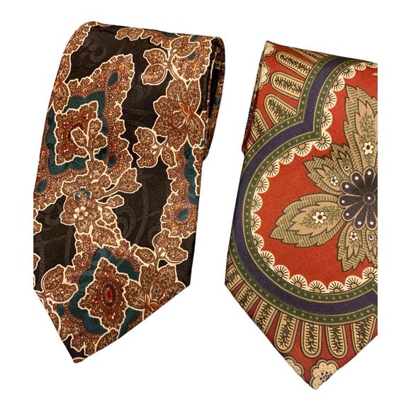 CHRISTIAN DIOR - MONSIEUR Mens VTG Colorful Floral Paisley Pure Silk Tie - Picture 2 of 7